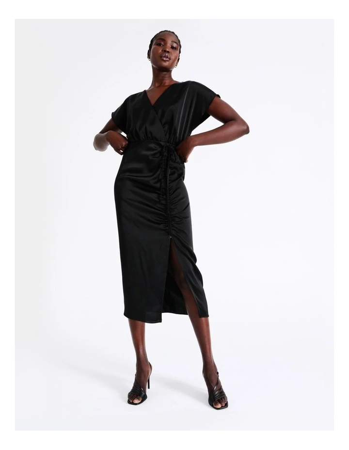New π Wayne Cooper Ruched Satin Midi π Dress In Black π 7 New π Wayne Cooper Ruched Satin Midi π Dress In Black π - Image 5