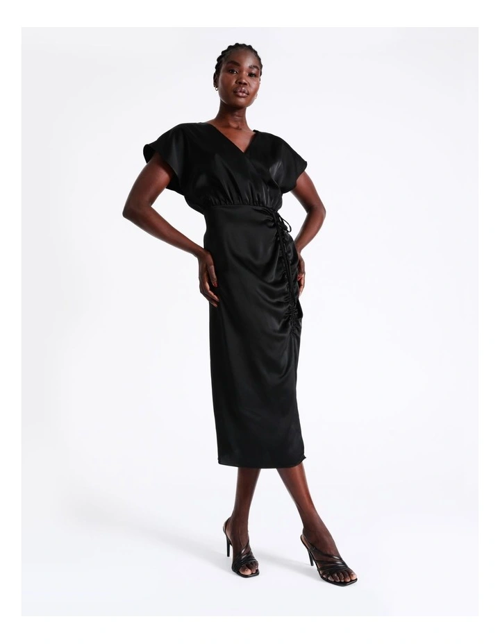 New π Wayne Cooper Ruched Satin Midi π Dress In Black π 8 New π Wayne Cooper Ruched Satin Midi π Dress In Black π - Image 6