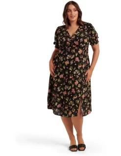 Best deal π Forever New Curve Ivonne Open Back Midi π Dress In Black Hoveton Floral π₯