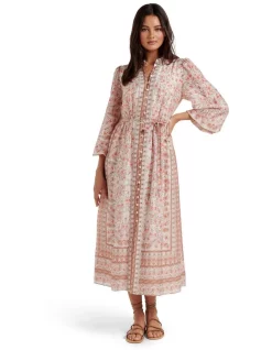 Deals ✔️ Forever New Harmony Print 👚 Shirt 👗 Dress In Beige ❤️