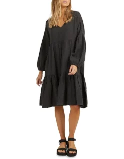 Hot Sale 👏 Billabong Posy Midi 👗 Dress Black 🎉