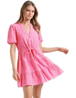 New π Forever New Posie Textured Smock π Shirt π Dress In Pink π§¨