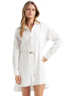 Cheap ✔️ Forever New Nala Oversized 👕 Shirt 👗 Dress In White 😍