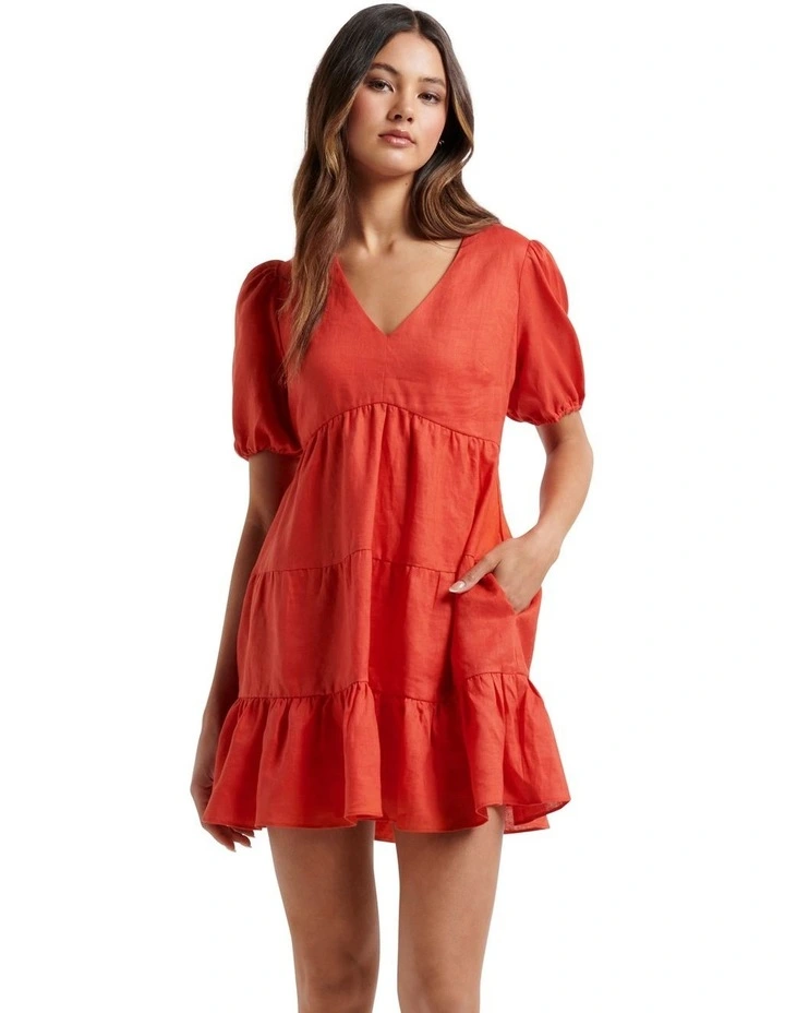 New β Forever New Petite Tuscany Petite Linen Mini π Dress Red π 3 New β Forever New Petite Tuscany Petite Linen Mini π Dress Red π