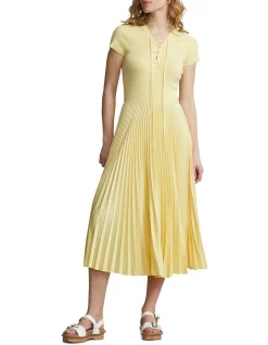 Flash Sale ⭐ Polo Ralph Lauren Hybrid Pleated-Skirt Midi 👗 Dress In Yellow 😀