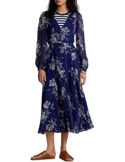 Deals 🌟 Polo Ralph Lauren Crinkled Floral Chiffon 👗 Dress In Blue 🥰 -Sweetheart Sales Store unnamed file 2493