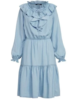 Top 10 🎁 Lauren Ralph Lauren Ruffle-Trim Long-Sleeve 👗 Dress In Blue 🌟 -Sweetheart Sales Store unnamed file 2498