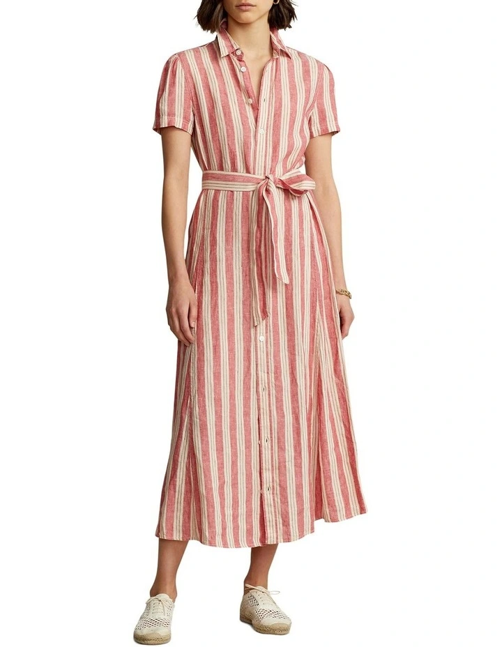 Best deal π Polo Ralph Lauren Striped Belted Linen Midi π Shirtdress In Pink π 3 Best deal π Polo Ralph Lauren Striped Belted Linen Midi π Shirtdress In Pink π
