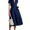 Deals 🎁 Polo Ralph Lauren Tiered Linen Midi 👚 Shirtdress In Navy Blue 👍 -Sweetheart Sales Store unnamed file 2525