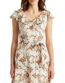 New 🧨 Lauren Ralph Lauren Floral Crepe Midi 👗 Dress 🧨