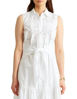 Flash Sale ❤️ Lauren Ralph Lauren Eyelet Cotton Broadcloth 👚 Shirtdress 🥰