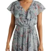 Cheapest 🎁 Lauren Ralph Lauren Floral Crinkled Georgette 👗 Dress 😉