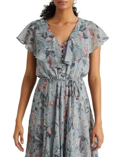 Cheapest 🎁 Lauren Ralph Lauren Floral Crinkled Georgette 👗 Dress 😉
