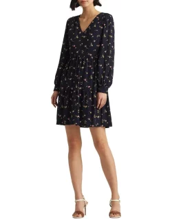 Promo 🔔 Lauren Ralph Lauren Floral Bishop-Sleeve Crepe 👗 Dress 🎉 -Sweetheart Sales Store unnamed file 2587