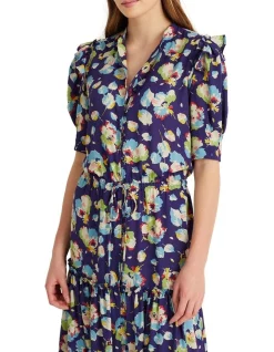 Best deal ✔️ Lauren Ralph Lauren Floral Georgette Elbow-Sleeve 👗 Dress 💯