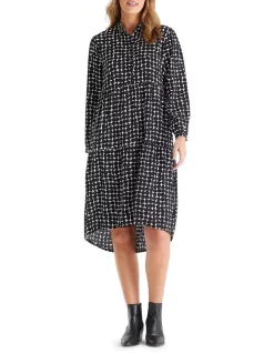 Budget ⌛ Marco Polo Long Sleeve Monotone 👗 Dress In Black 🧨