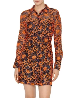 Brand new 👏 Cue Contrast Floral Lace 👚 Shirt 👗 Dress In Mandarin Orange ⭐ -Sweetheart Sales Store unnamed file 2632