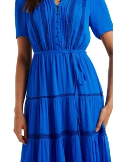 Coupon ❤️ Forever New Julia Short Sleeve Trim Midi 👗 Dress In Blue 👍 -Sweetheart Sales Store unnamed file 2641