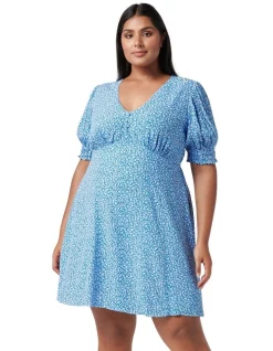 Flash Sale π₯° Forever New Curve Emily Curve Skater Mini π Dress Apollo Blue Ditsy π