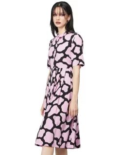 Outlet 👏 Dangerfield Skip Geo Midi 👕 Shirt 👗 Dress Black/Pink ✔️ -Sweetheart Sales Store unnamed file 2689