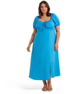 Buy π Forever New Curve Kami Linen Midi π Dress In Vivid Cornflower π