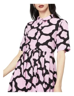 Outlet 👏 Dangerfield Skip Geo Midi 👕 Shirt 👗 Dress Black/Pink ✔️ -Sweetheart Sales Store unnamed file 2690