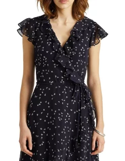 Best Pirce 😉 Lauren Ralph Lauren Print Ruffle-Trim Georgette 👗 Dress ⭐