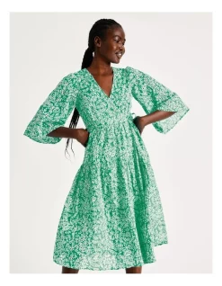 Top 10 ⌛ Y.A.S Flick Midi Cotton Wrap 👗 Dress In Green 😉