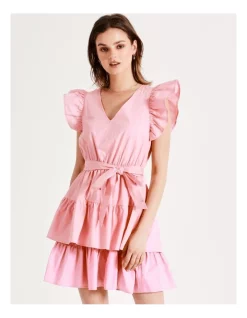 Best reviews of 😀 Tokito Organic Cotton Poplin Tiered Mini 👗 Dress In Pink 🤩