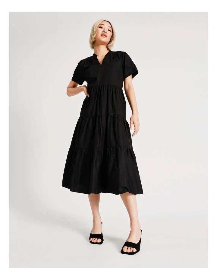 Discount π Basque Organic Cotton Tiered Midi π Dress In Black β¨ 3 Discount π Basque Organic Cotton Tiered Midi π Dress In Black β¨