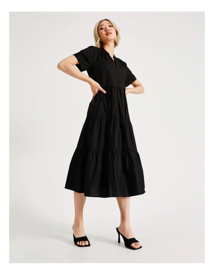 Discount π Basque Organic Cotton Tiered Midi π Dress In Black β¨ 5 Discount π Basque Organic Cotton Tiered Midi π Dress In Black β¨ - Image 3