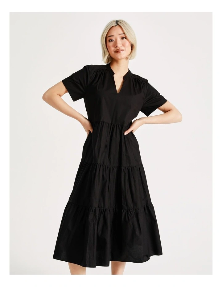 Discount π Basque Organic Cotton Tiered Midi π Dress In Black β¨ 6 Discount π Basque Organic Cotton Tiered Midi π Dress In Black β¨ - Image 4