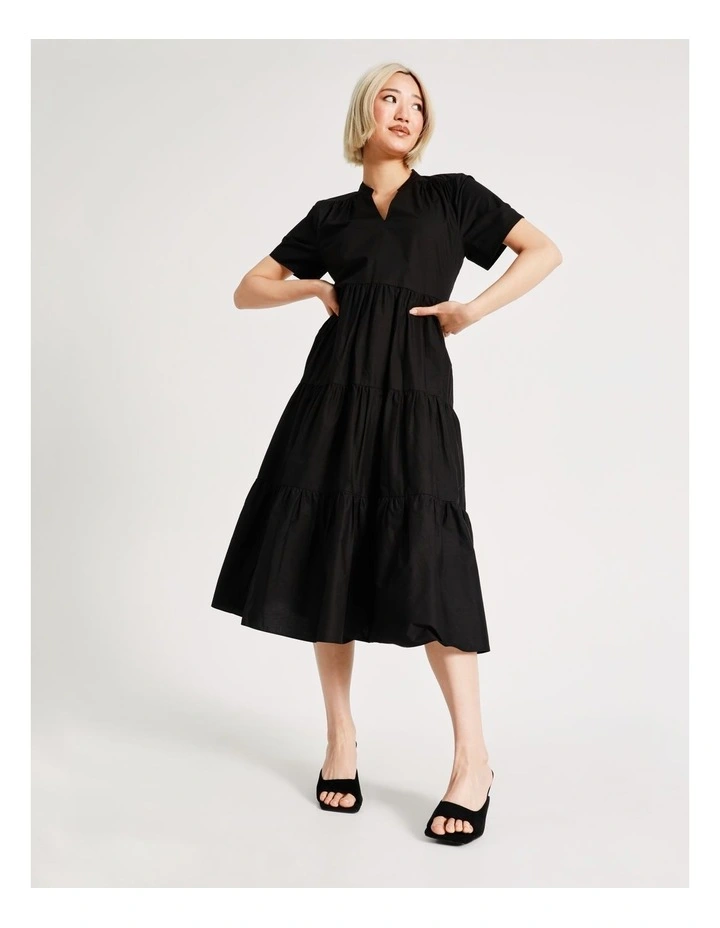 Discount π Basque Organic Cotton Tiered Midi π Dress In Black β¨ 9 Discount π Basque Organic Cotton Tiered Midi π Dress In Black β¨ - Image 7
