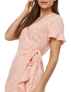 Brand new 👍 Vero Moda Henna 2/4 Sleeve Wrap Frill 👗 Dress In Chintz Rose 🔔 -Sweetheart Sales Store unnamed file 360