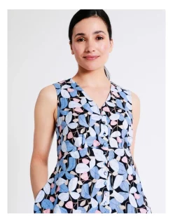Budget 🎉 Regatta European Linen Blend Sleeveless Button Front 👗 Dress In Navy/Blues/Pink Floral 🔥 -Sweetheart Sales Store unnamed file 389