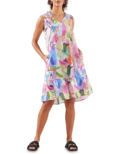 Buy 👍 Yarra Trail Art Fair Print 👗 Dress In Blue/Pink 👍