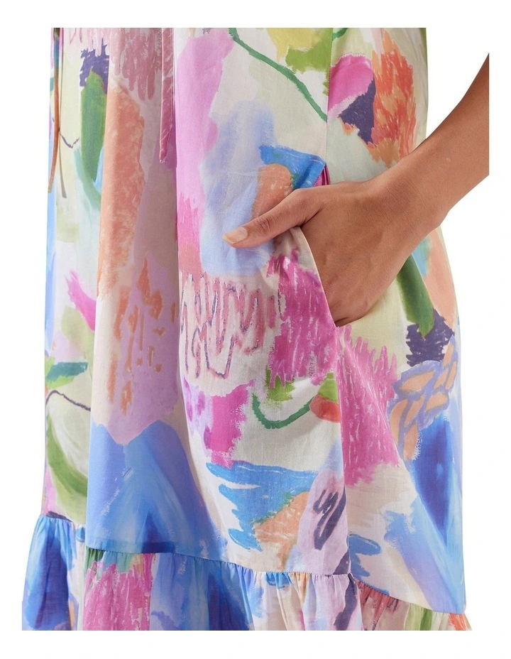 Buy π Yarra Trail Art Fair Print π Dress In Blue/Pink π 6 Buy π Yarra Trail Art Fair Print π Dress In Blue/Pink π - Image 4