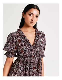 Best Pirce ⭐ Vero Moda Line 2/4 Sleeve Cotton 👗 Dress In Navy Blazer Aop 🔔 -Sweetheart Sales Store unnamed file 411