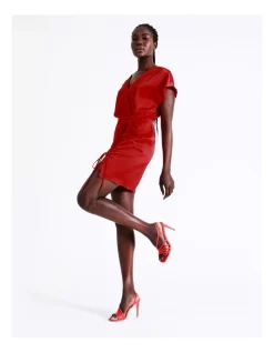 Best Pirce ⌛ Wayne Cooper Ruched Satin Mini 👗 Dress In Red 😉 -Sweetheart Sales Store unnamed file 433