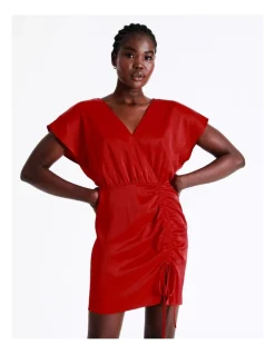 Best Pirce ⌛ Wayne Cooper Ruched Satin Mini 👗 Dress In Red 😉 -Sweetheart Sales Store unnamed file 435