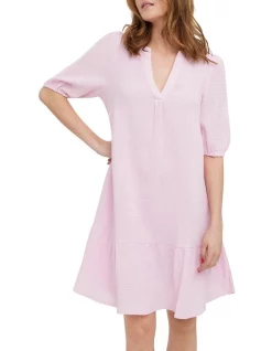 Promo π Vero Moda Natali 2/4 Sleeve Cotton π Dress In Parfait Pink β