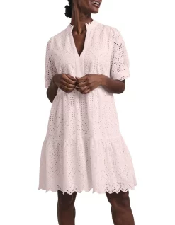 Best Pirce ๐ Y.A.S Holi Short Sleeve Cotton Embroidery ๐ Dress In Delicacy ๐