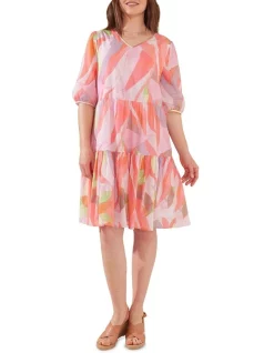 Budget ❤️ Yarra Trail Sunset Print 👗 Dress In Orange Multi 💯