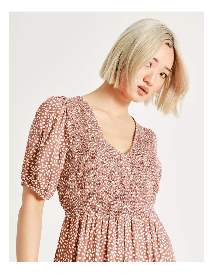 New π Tokito Petite Shirred Bodice Tiered Mini π Dress In Rust/White π 4 New π Tokito Petite Shirred Bodice Tiered Mini π Dress In Rust/White π - Image 2