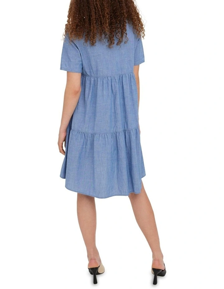 Wholesale ❤️ Vero Moda Paulina Cotton Tiered Tunic In Medium Blue Denim ❤️ 4 Wholesale ❤️ Vero Moda Paulina Cotton Tiered Tunic In Medium Blue Denim ❤️ - Image 2