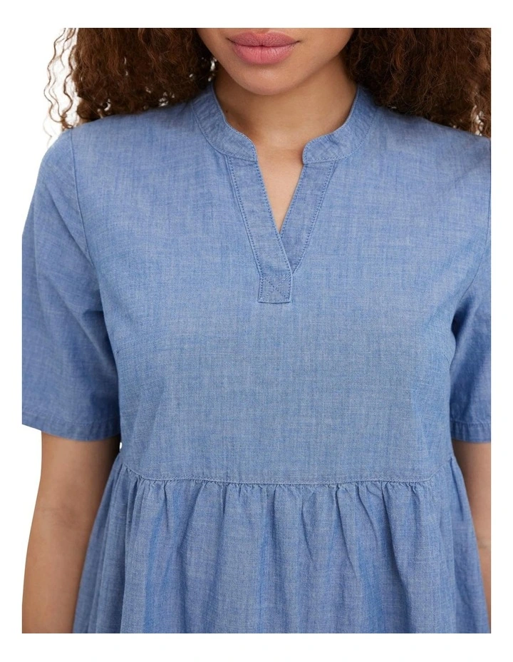 Wholesale ❤️ Vero Moda Paulina Cotton Tiered Tunic In Medium Blue Denim ❤️ 5 Wholesale ❤️ Vero Moda Paulina Cotton Tiered Tunic In Medium Blue Denim ❤️ - Image 3