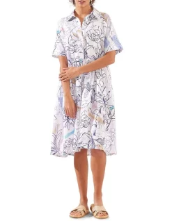 Buy ⌛ Yarra Trail Journey Print 👗 Dress Line In White ⭐