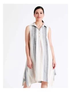 Budget 🔔 Regatta European Linen Sleeveless 👕 Shirt 👗 Dress With Square Hem In Multi Stripe 🥰