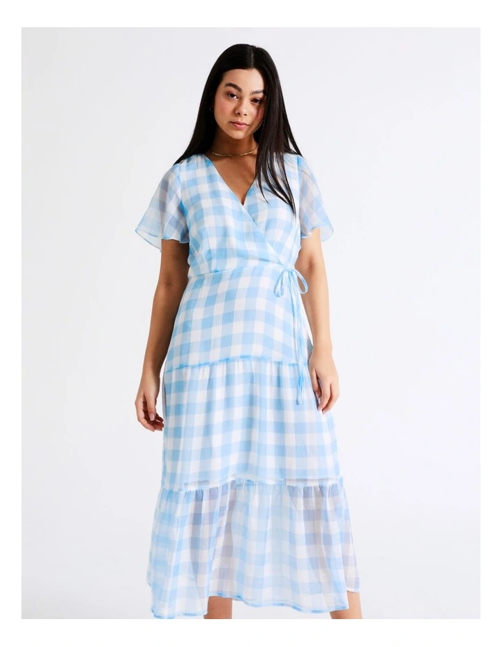 Cheap 𧨠Tokito Recycled Check Wrap Midi π Dress In Pale Blue π 3 Cheap 𧨠Tokito Recycled Check Wrap Midi π Dress In Pale Blue π