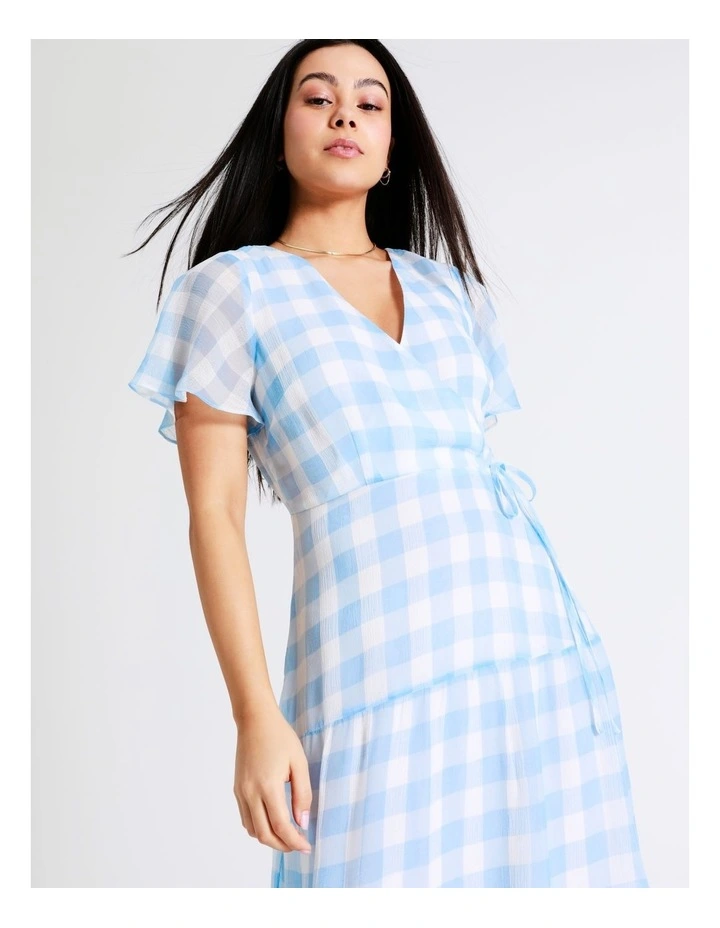 Cheap 𧨠Tokito Recycled Check Wrap Midi π Dress In Pale Blue π 4 Cheap 𧨠Tokito Recycled Check Wrap Midi π Dress In Pale Blue π - Image 2